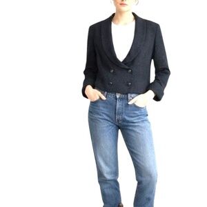 blazer A/X Armani Exchange XS/S black 56% wool scoop neck regency goth steampunk